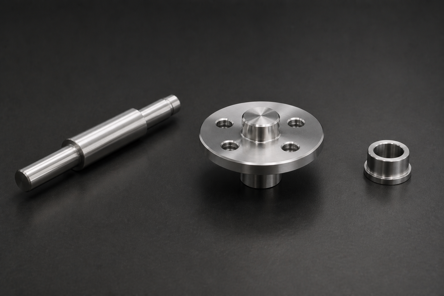 CNC-turned stepped shaft, bushing, and flanged pin